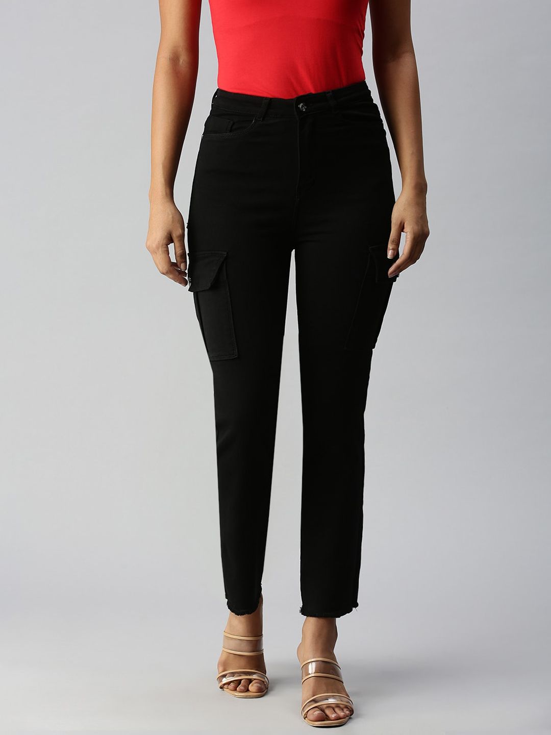 SHOWOFF Women Black Relaxed Fit High-Rise Stretchable Jeans Price in India