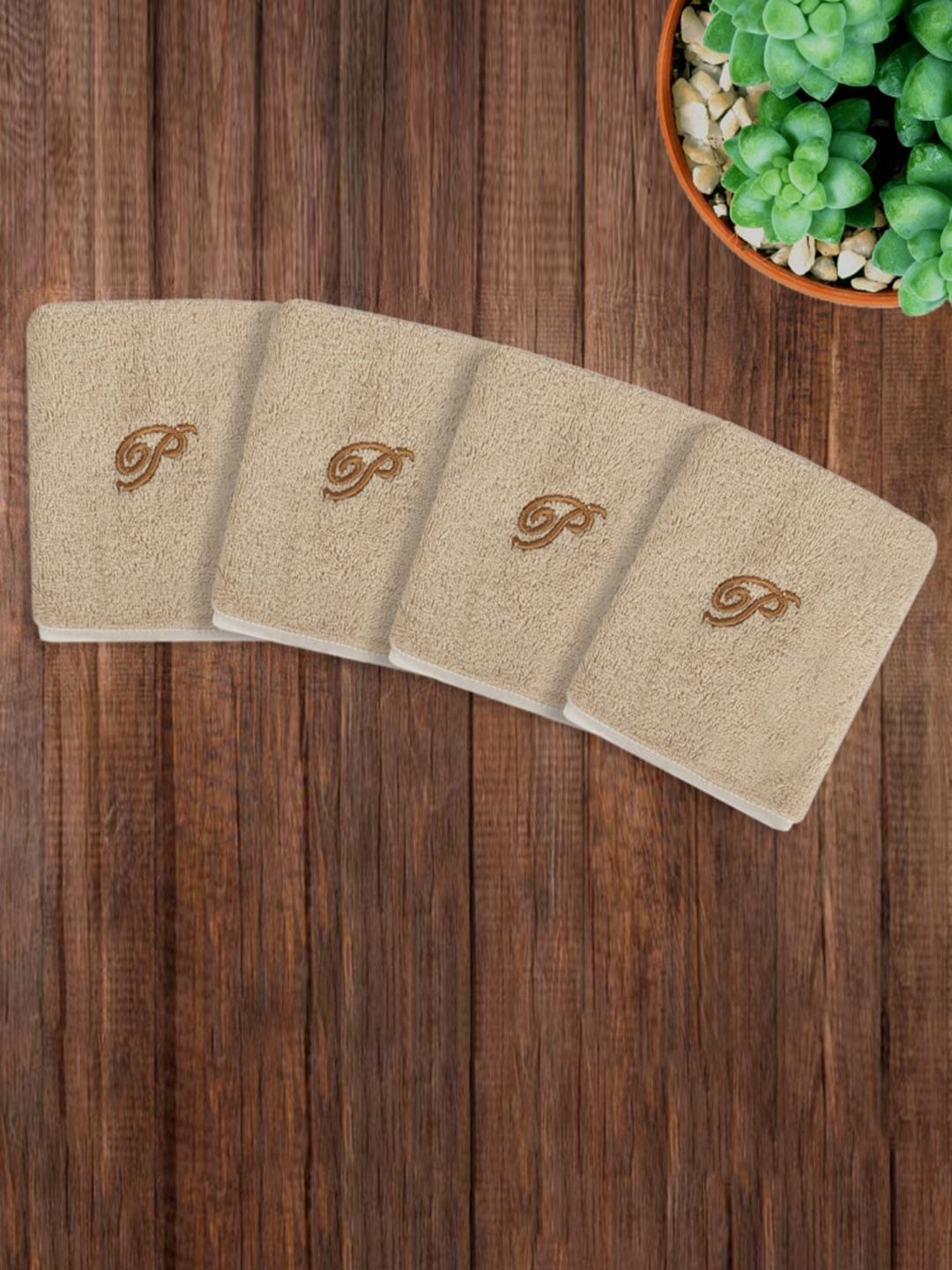 LUSH & BEYOND Set Of 4 Solid 500 GSM Pure Cotton Face Towels Price in India
