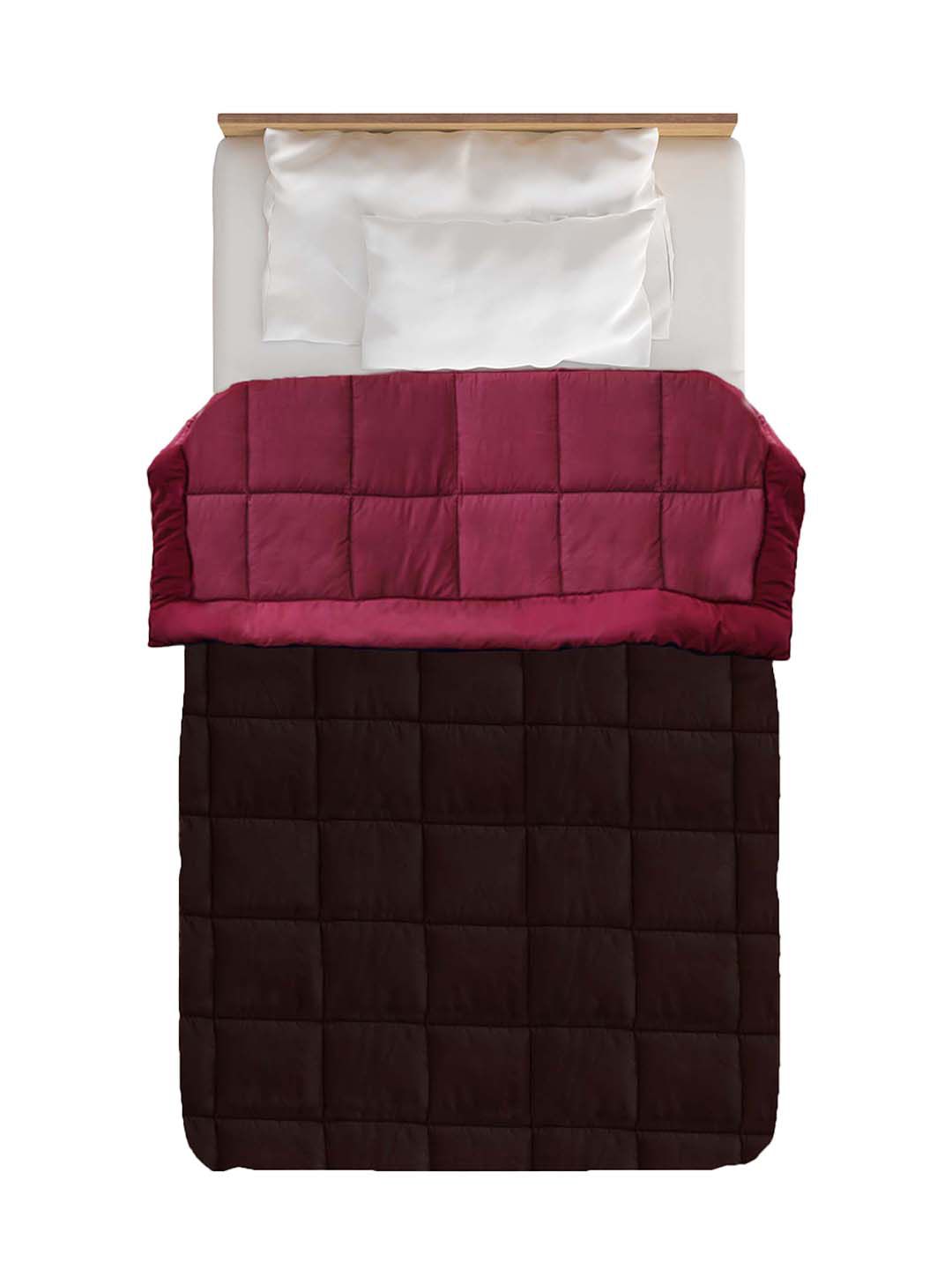 Trident Maroon & Black AC Room 120 GSM Single Bed Reversible Comforter Price in India