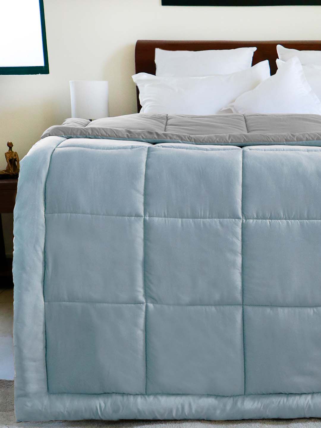 Trident Blue & Grey AC Room 120 GSM Double Bed Reversible Comforter Price in India
