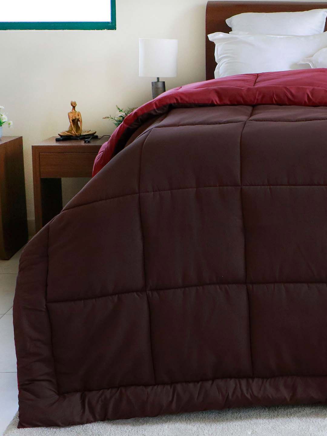 Trident Maroon & Pink AC Room 120 GSM Double Bed Comforter Price in India