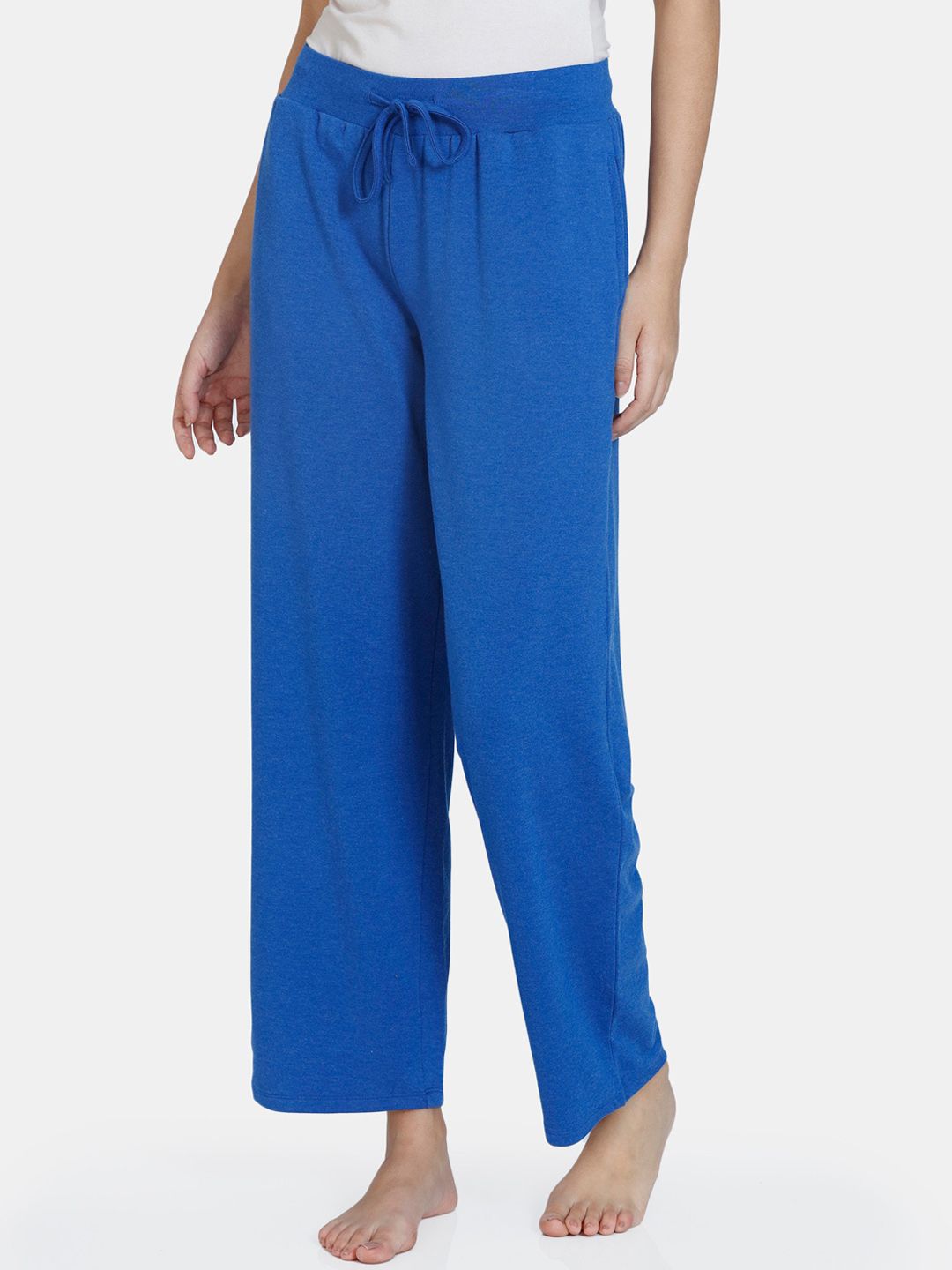 Zivame Women Blue Solid Straight-Fit Lounge Pants Price in India