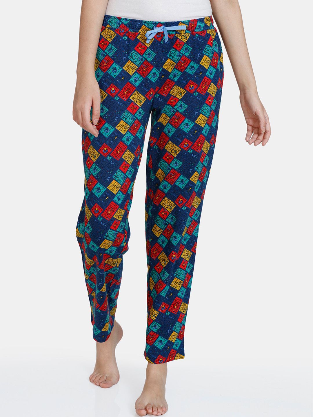 Zivame Blue Printed Pure Cotton Lounge Pants Price in India