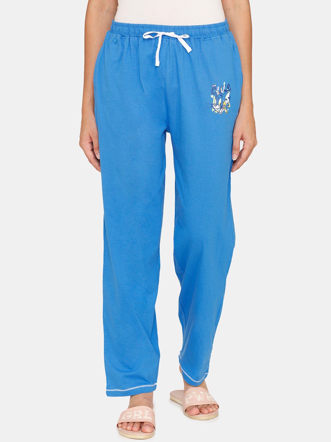 Zivame Women Blue Tom & Jerry Knit Pure Cotton Lounge Pants Price in India