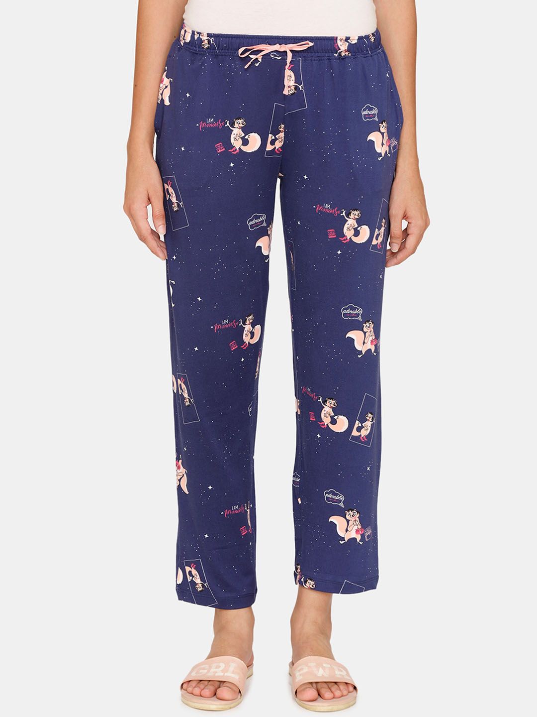 Zivame Women Blue Printed Lounge Pant Price in India