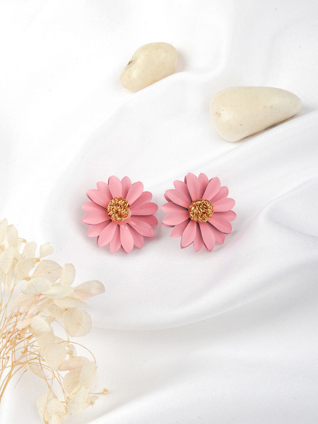 BEWITCHED Pink Floral Contemporary Studs Earrings Price in India