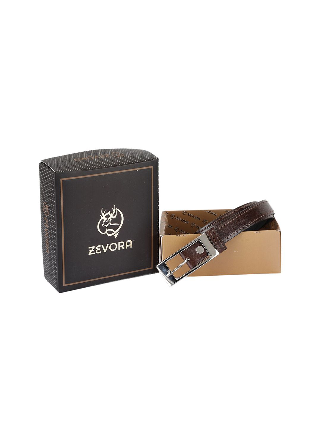 ZEVORA Women Brown PU Formal Slim Belt Price in India