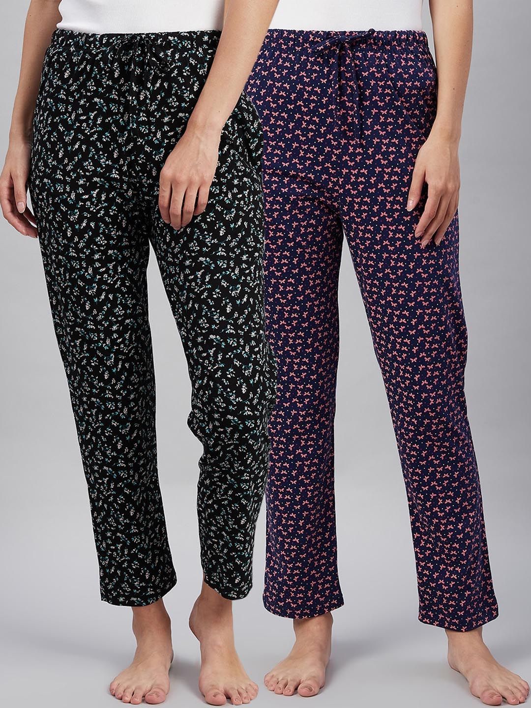 C9 AIRWEAR Women Pack Of 2 Multi Colored Printed Pure Cotton Lounge Pants Price in India