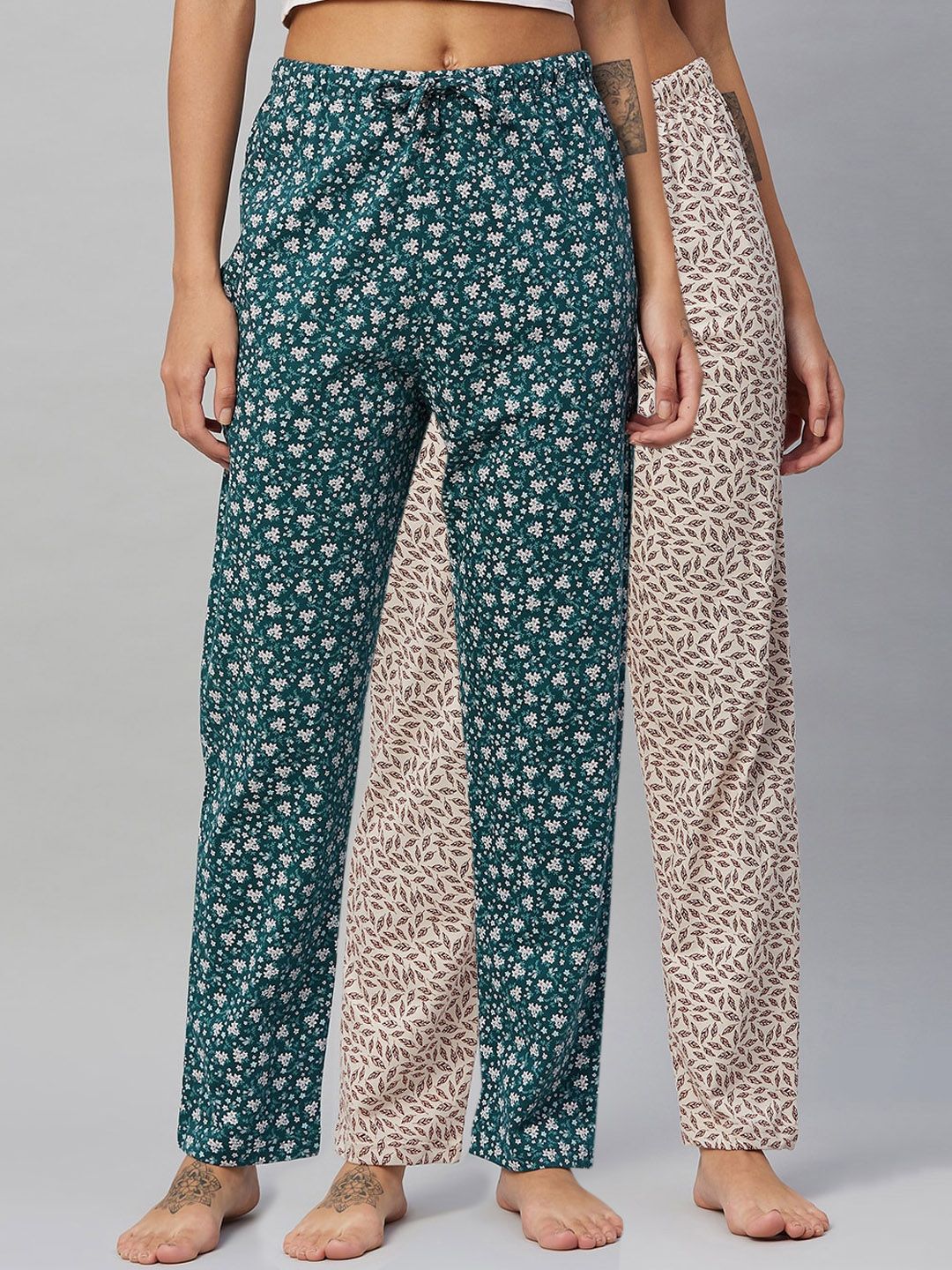 C9 AIRWEAR Women Pack of 2 Printed Cotton Lounge Pants Price in India