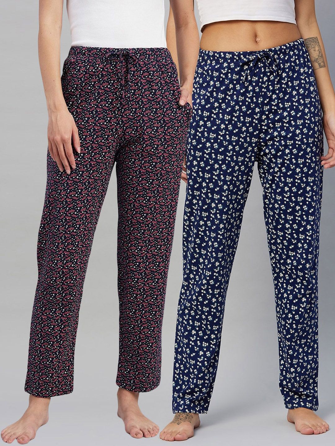 C9 AIRWEAR Women Pack Of 2 Multi Colored Printed Cotton Lounge Pants Price in India