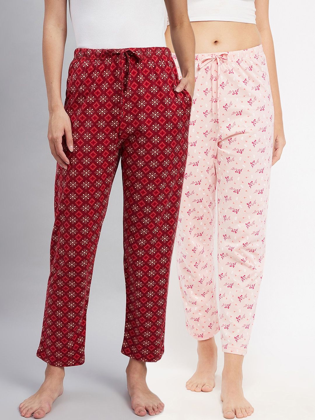 C9 AIRWEAR Women Pack Of 2 Printed Pure Cotton Lounge Pants Price in India