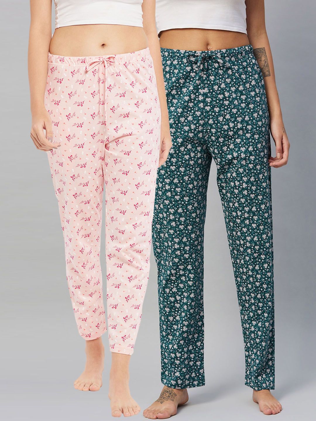 C9 AIRWEAR Women Pack Of 2 Floral Printed Cotton Lounge Pants Price in India