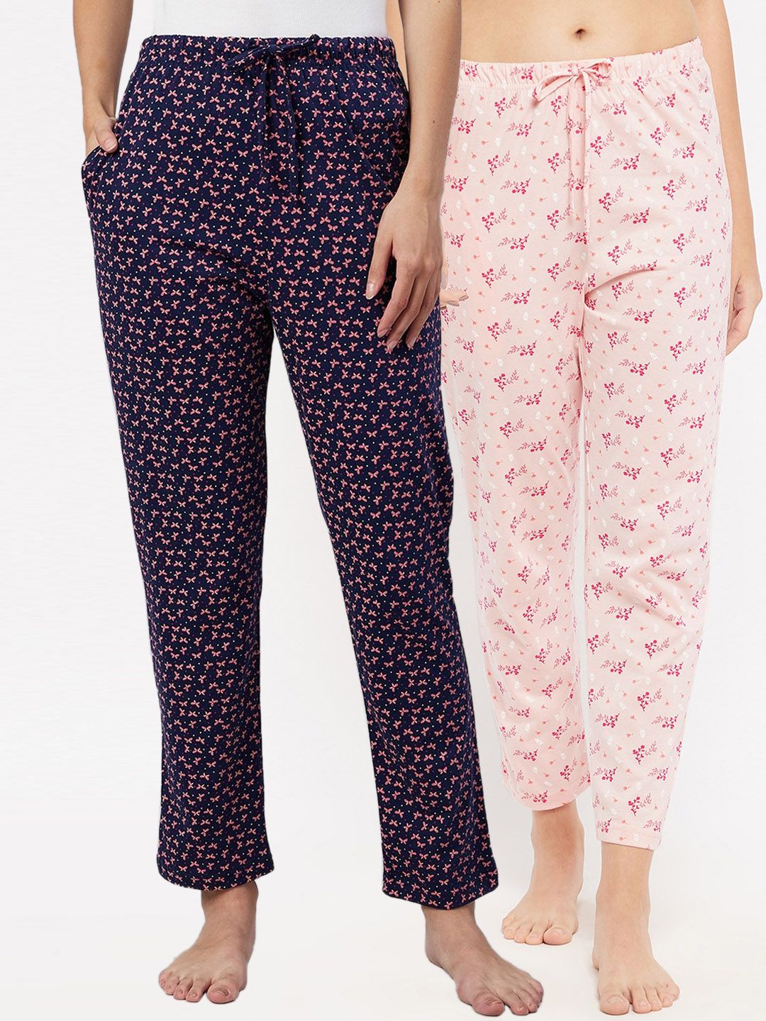 C9 AIRWEAR Women Pack of 2 Floral Print Pure Cotton Comfort Lounge Pants Price in India