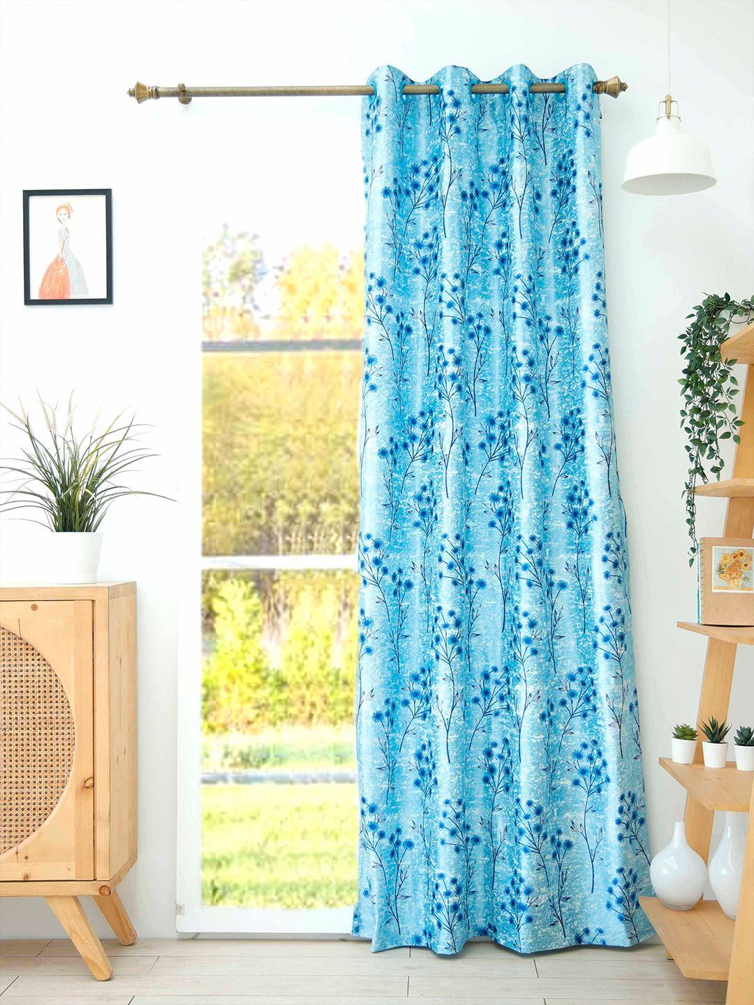 Ariana Blue & White Floral Door Curtain Price in India