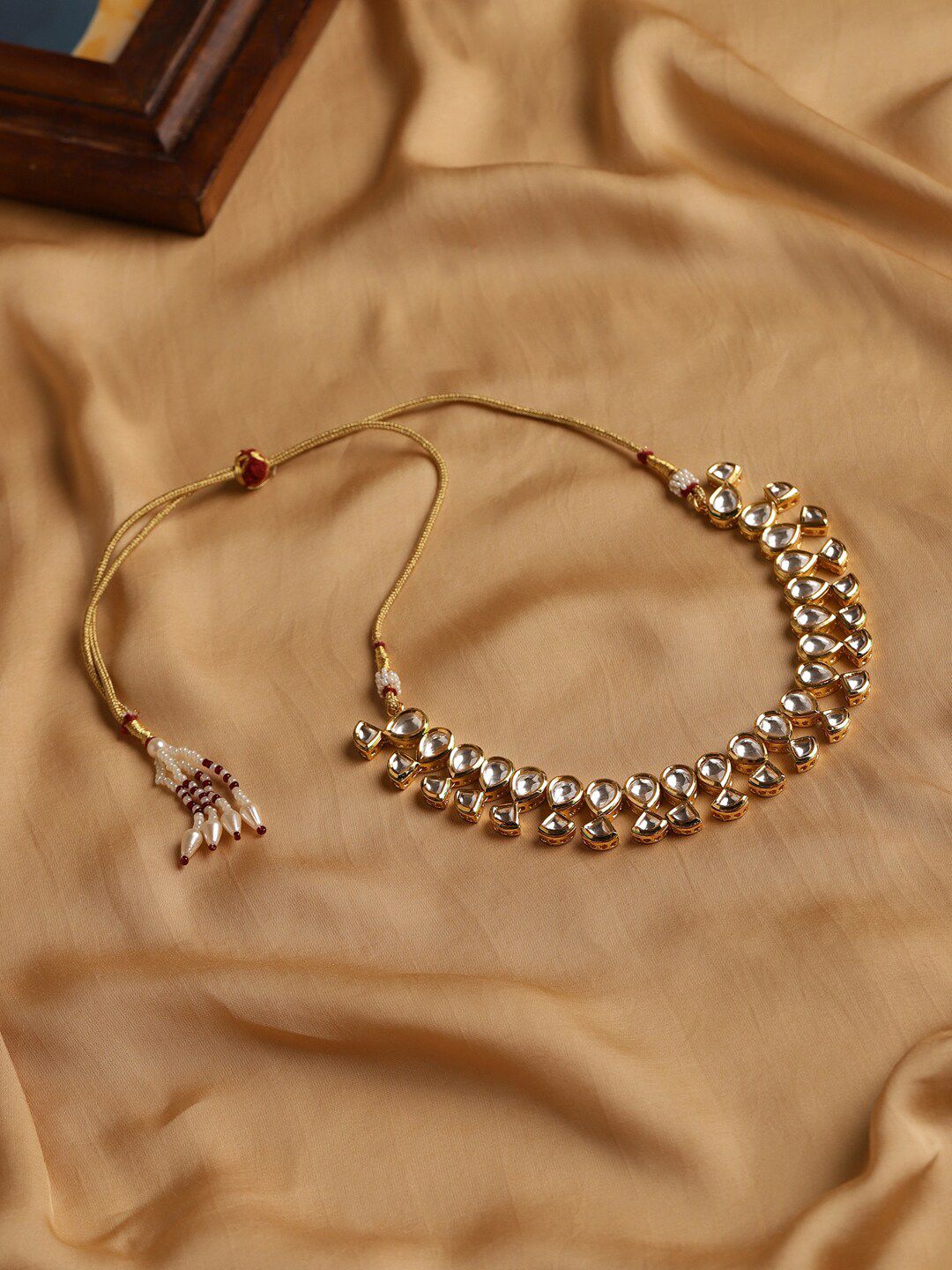 Ruby Raang Gold-Toned & White Brass Gold-Plated Handcrafted Necklace Price in India
