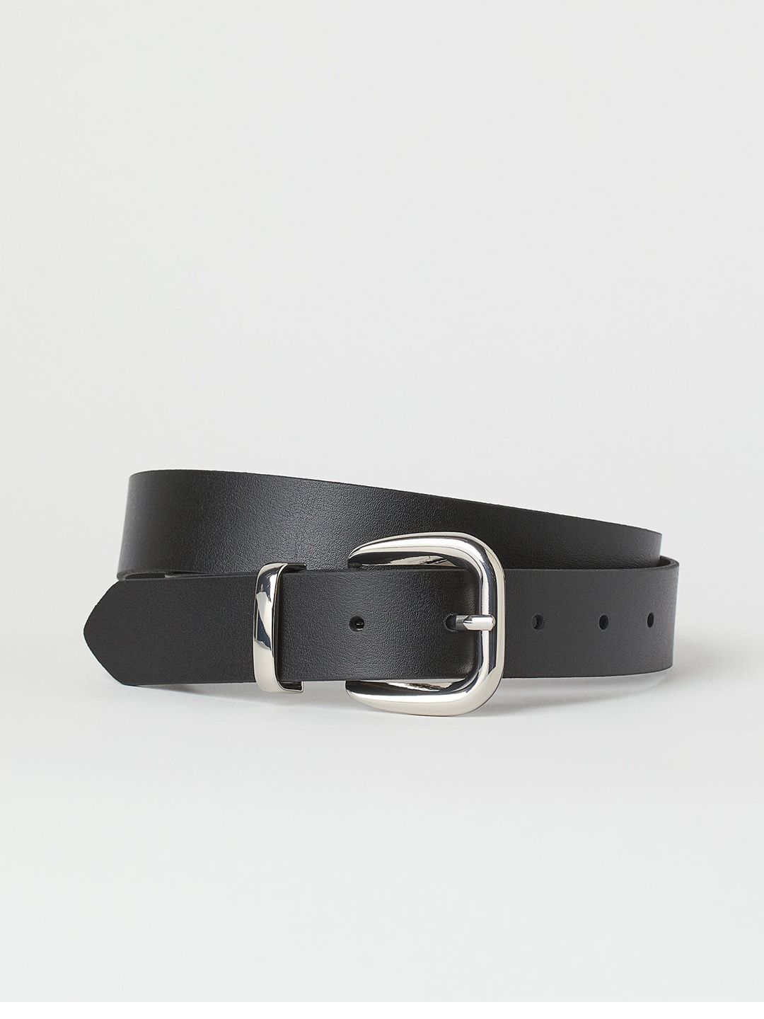 H&M Women Black Solid Leather Belt Price in India