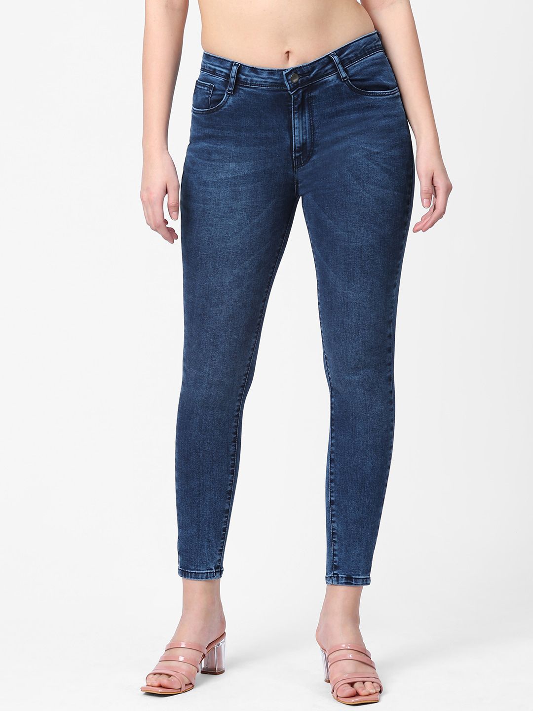 Kraus Jeans Women Blue Skinny Fit High-Rise Light Fade Jeans Price in India