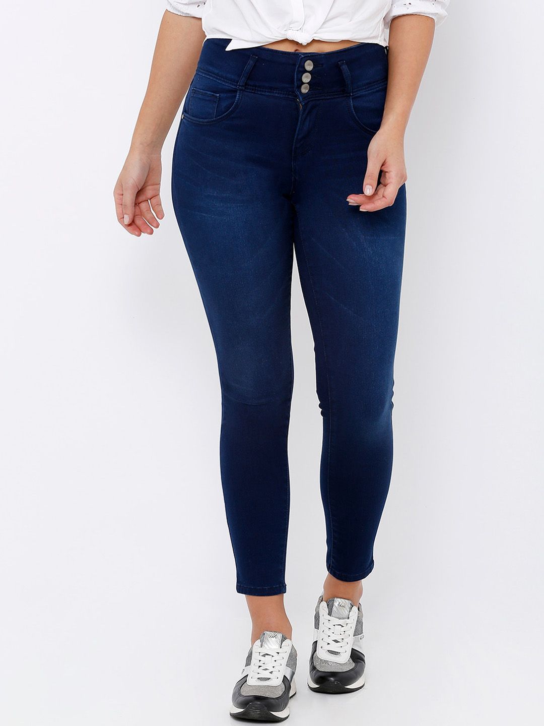 Kraus Jeans Women Blue Skinny Fit High-Rise Light Fade Jeans Price in India