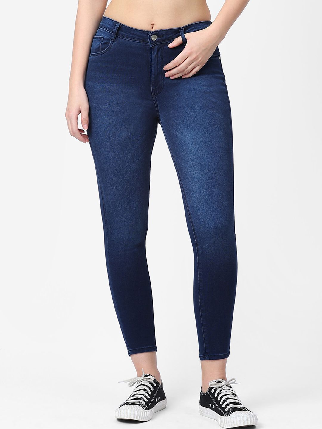 Kraus Jeans Women Blue Skinny Fit High-Rise Light Fade Jeans Price in India