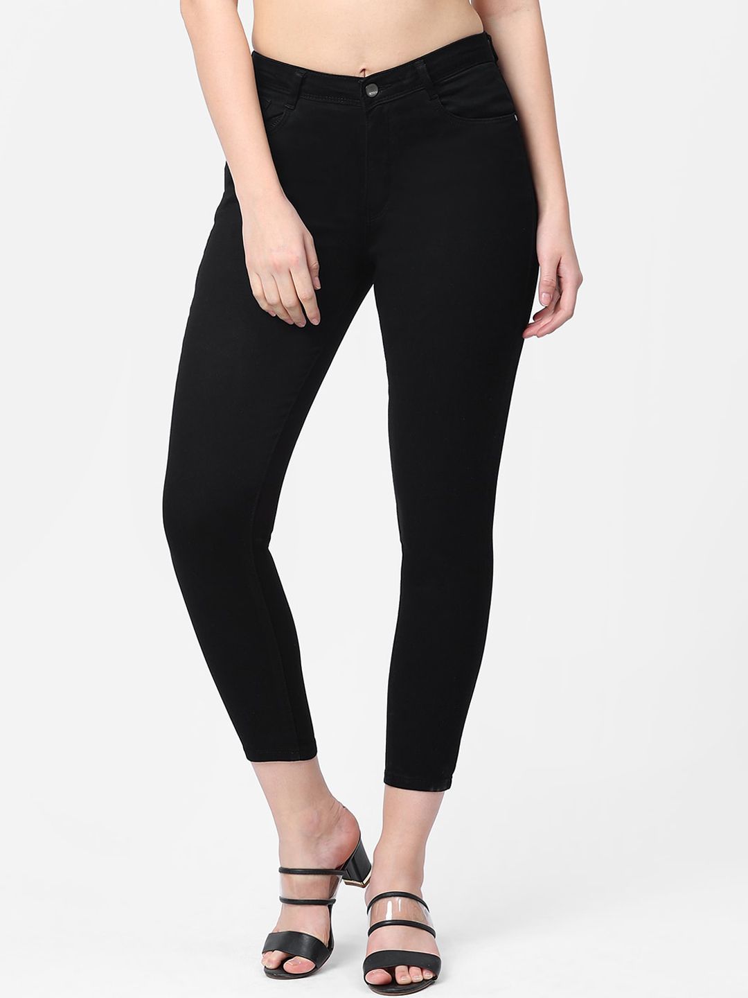 Kraus Jeans Women Black Skinny Fit High-Rise Jeans Price in India