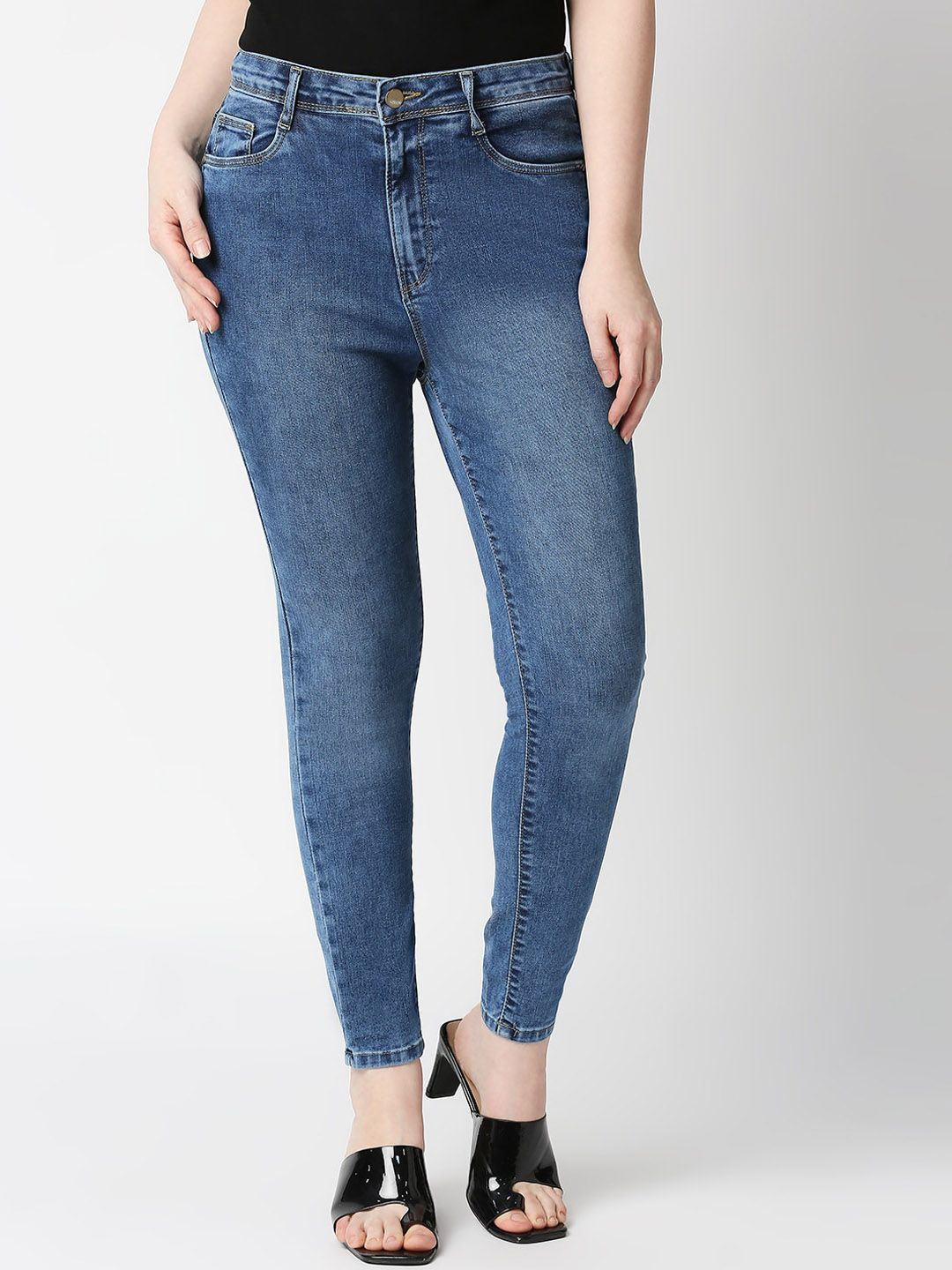 Kraus Jeans Women Blue Super Skinny Fit High-Rise Light Fade Stretchable Jeans Price in India