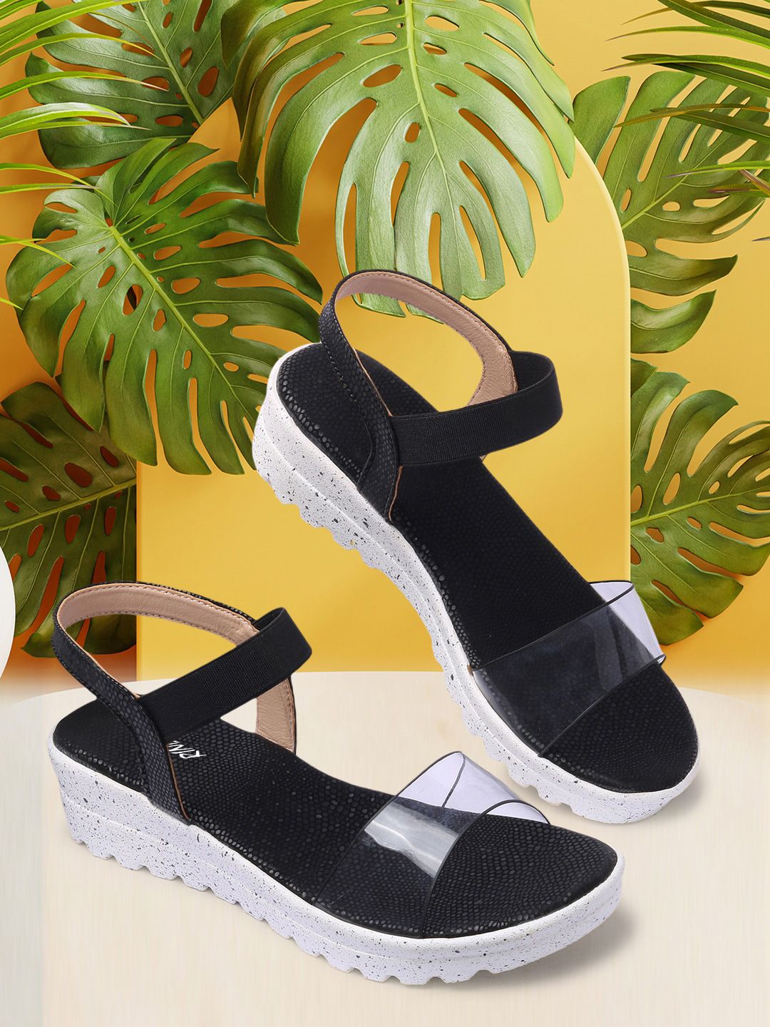 RINDAS Black Wedge Heels Price in India