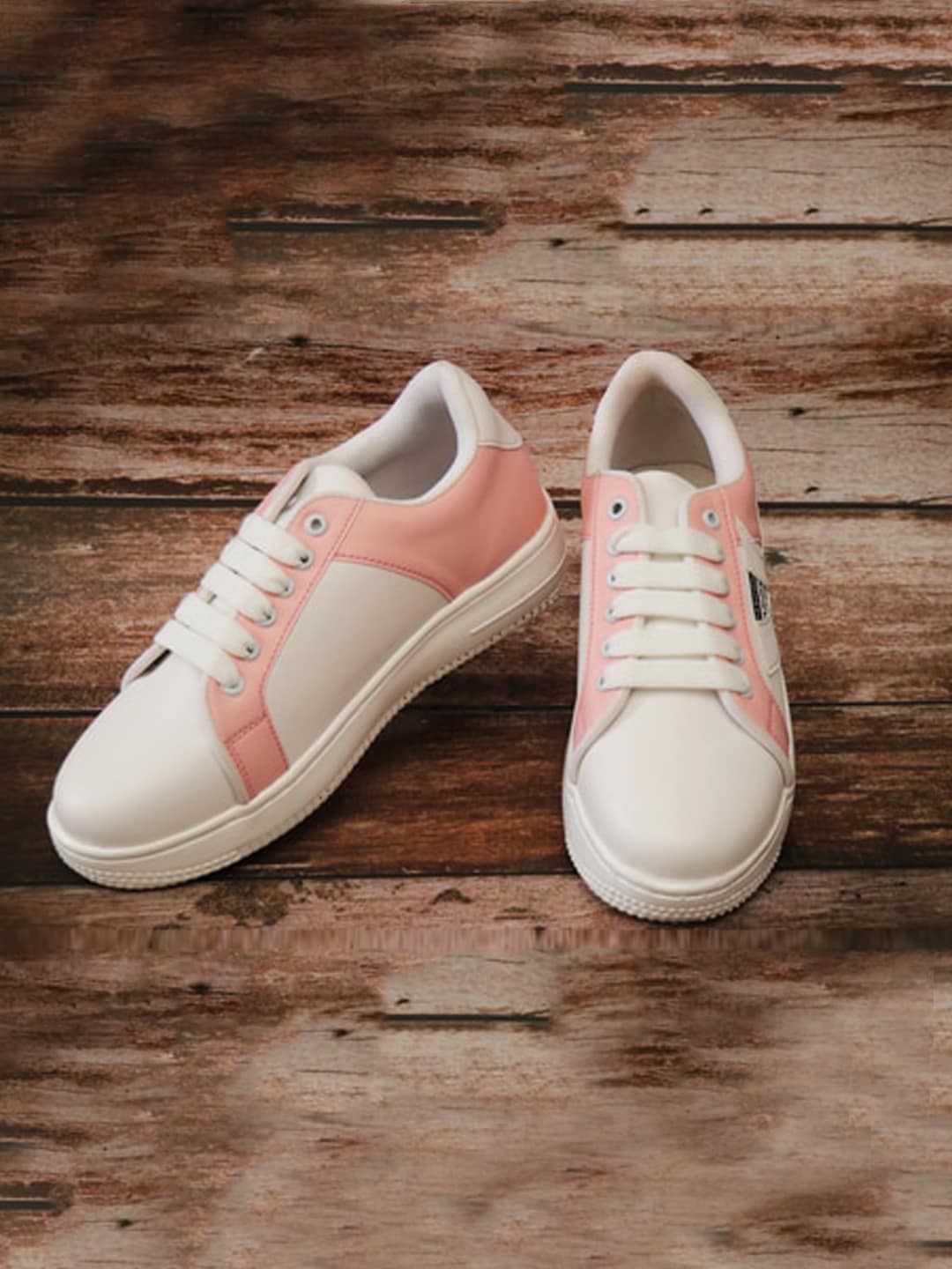 Brauch Women White & Pink Colourblocked Sneakers Price in India