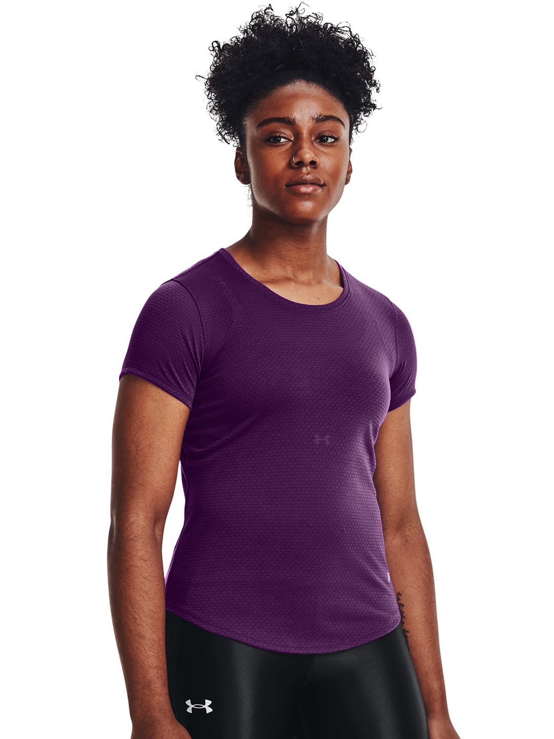 UNDER ARMOUR Women Purple UA Streaker SS Solid Running T-shirt Price in India