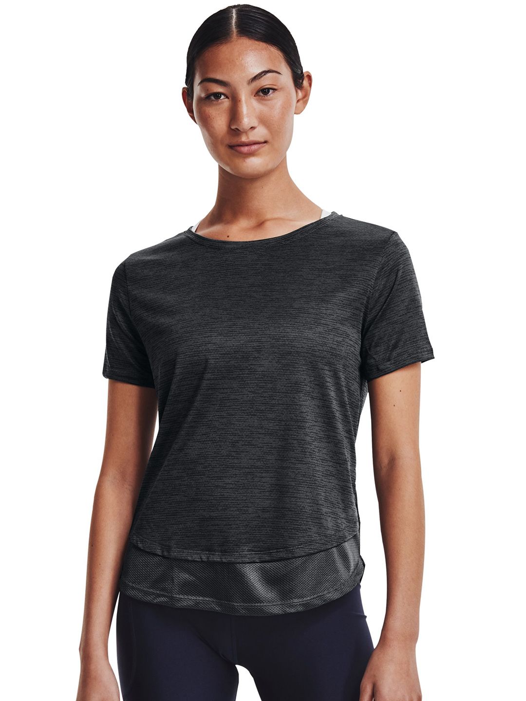 UNDER ARMOUR Women Grey Self Designed T-shirt Price in India