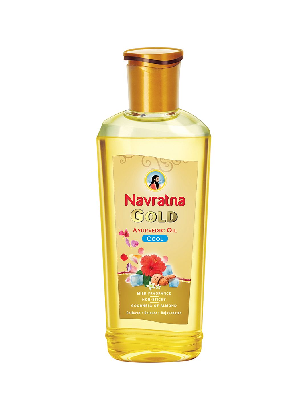 Navratna Gold Non-Sticky Ayurvedic Cool Oil with Almond - 500 ml