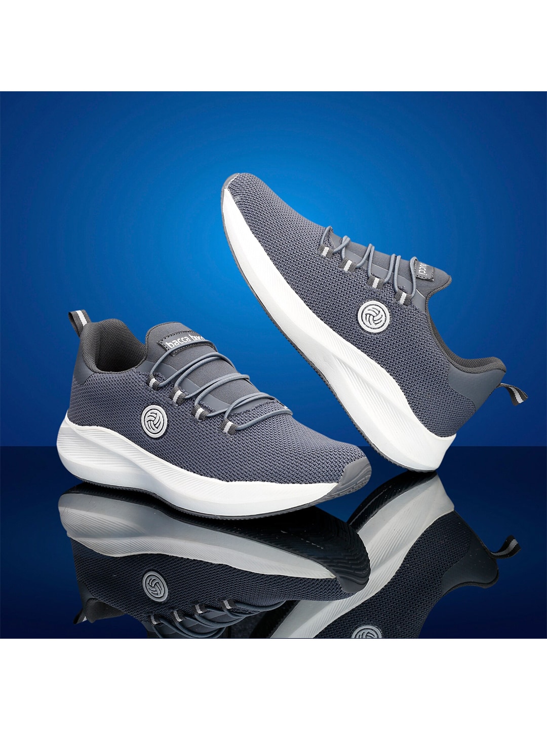 bacca bucci Women Grey & White Mesh Non-Marking Running Shoes Price in India