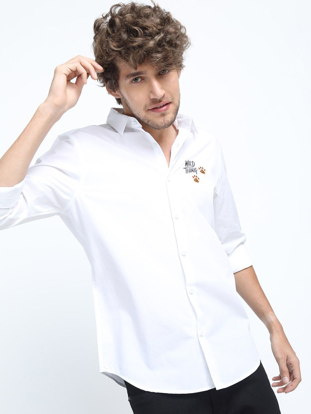 HIGHLANDER HIGHLANDER Men White Slim Fit Cotton Casual Shirt
