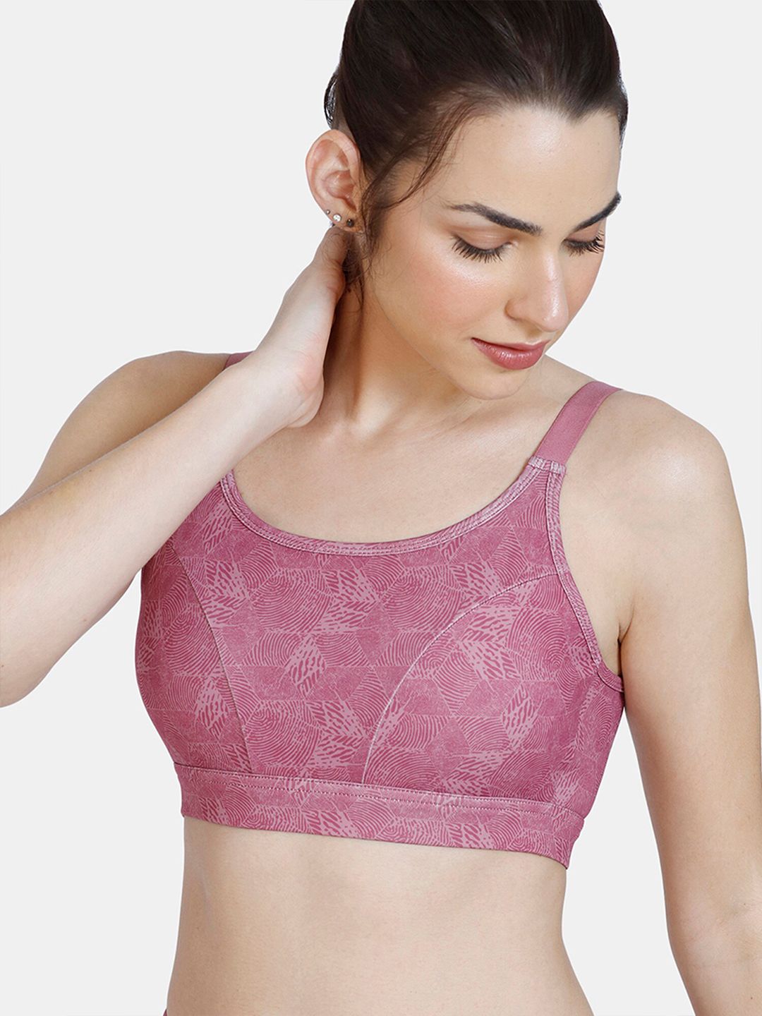 Zelocity by Zivame Pink Sports Bra - Non Wired Full Coverage Price in India