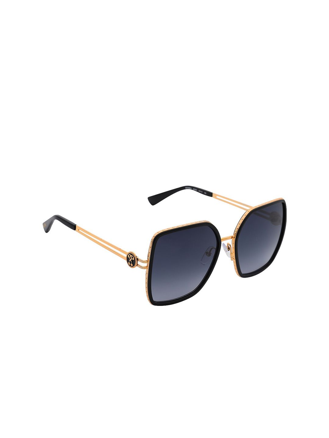 MOSCHINO Women Black Lens & Gold Oversized Sunglasses & UV Protected Lens MOS096 Price in India