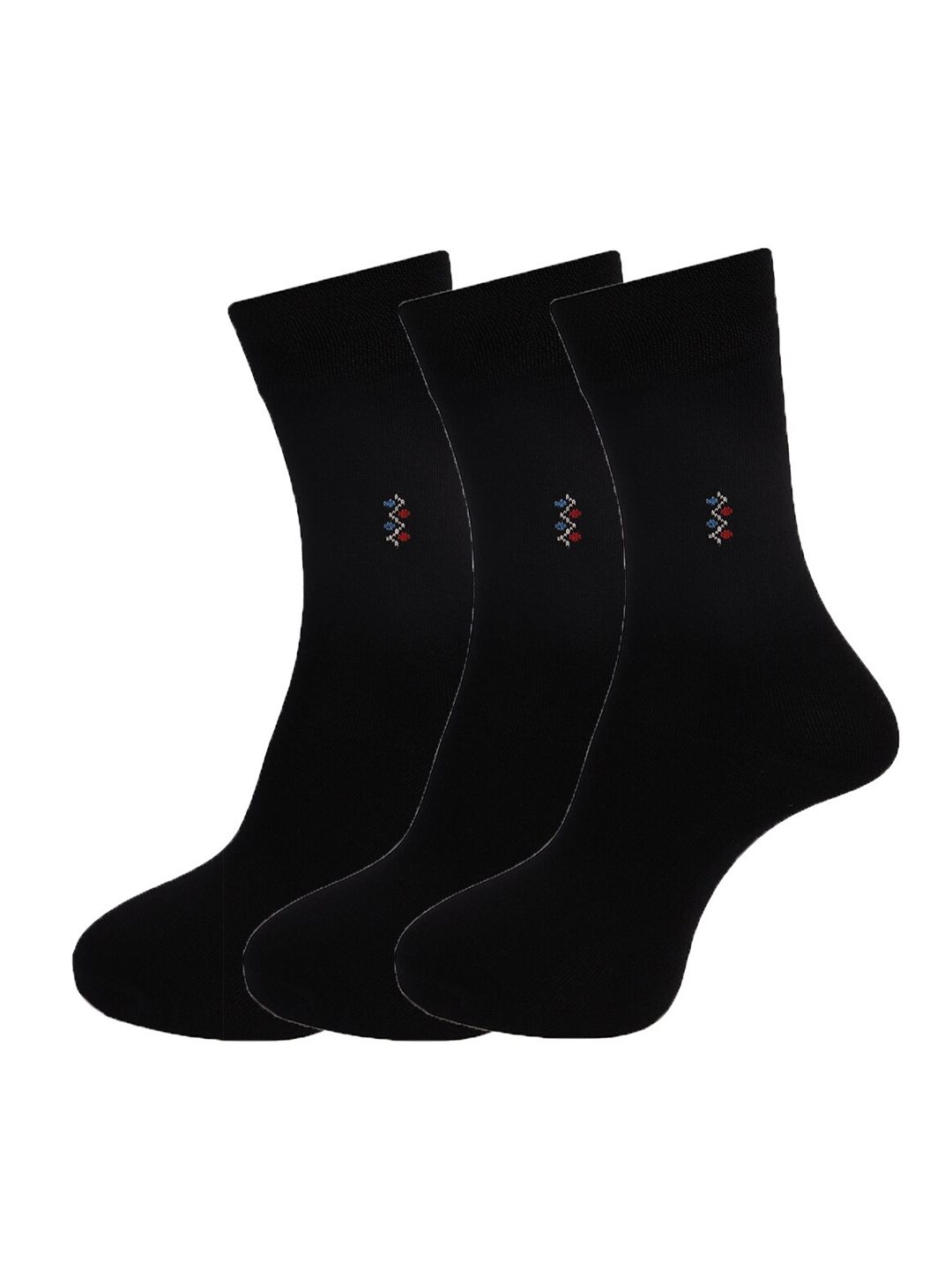 Dollar Socks Men Black Pack Of 3 Solid Above Ankle-Length Cotton Socks