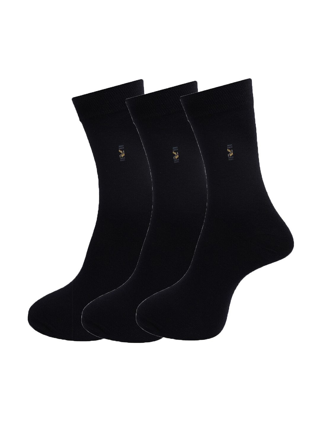 Dollar Socks Men Pack of 3 Black Patterned Cotton Above Ankle Length Socks