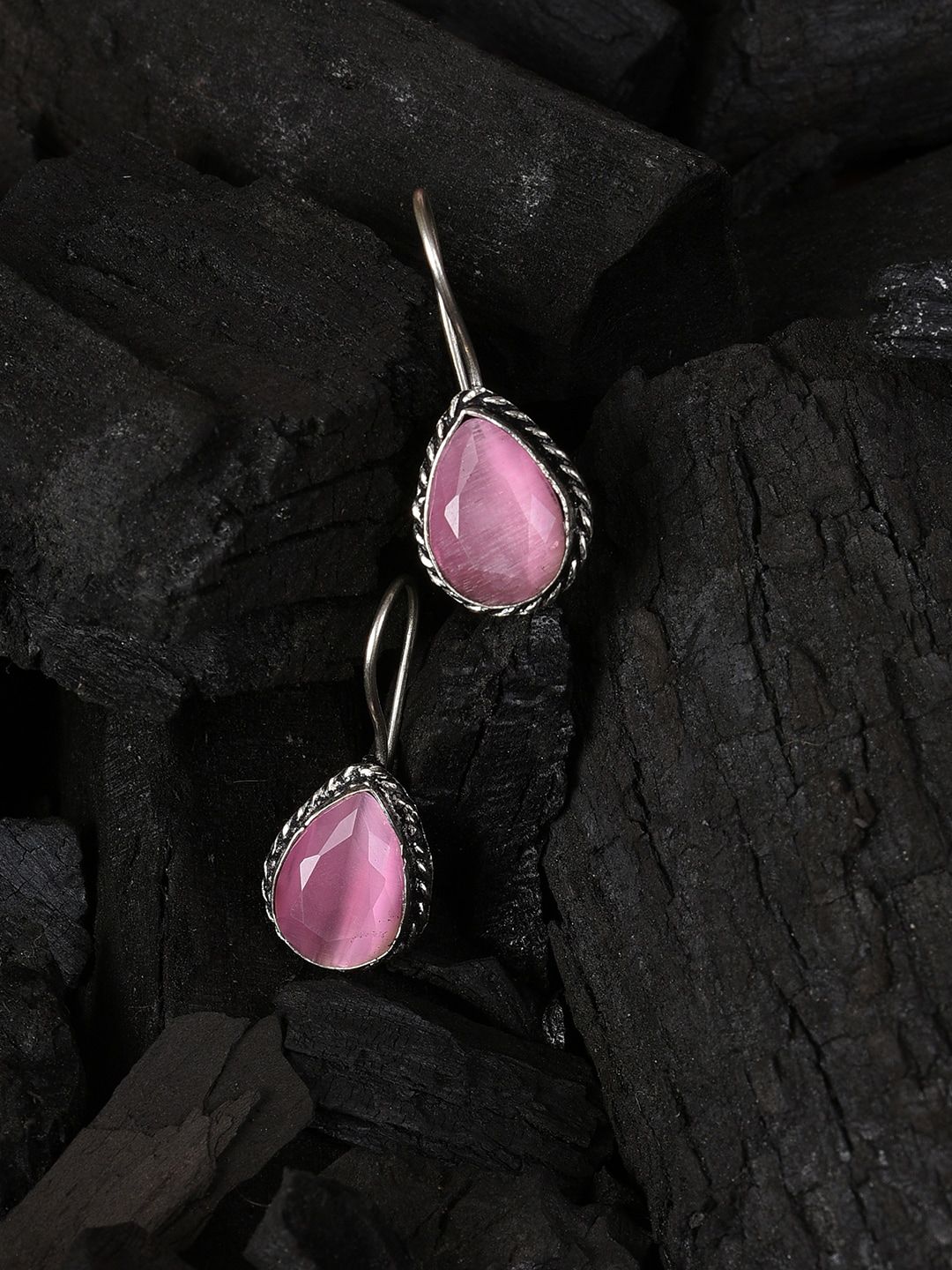 SOHI Pink Contemporary Drop Earrings Price in India