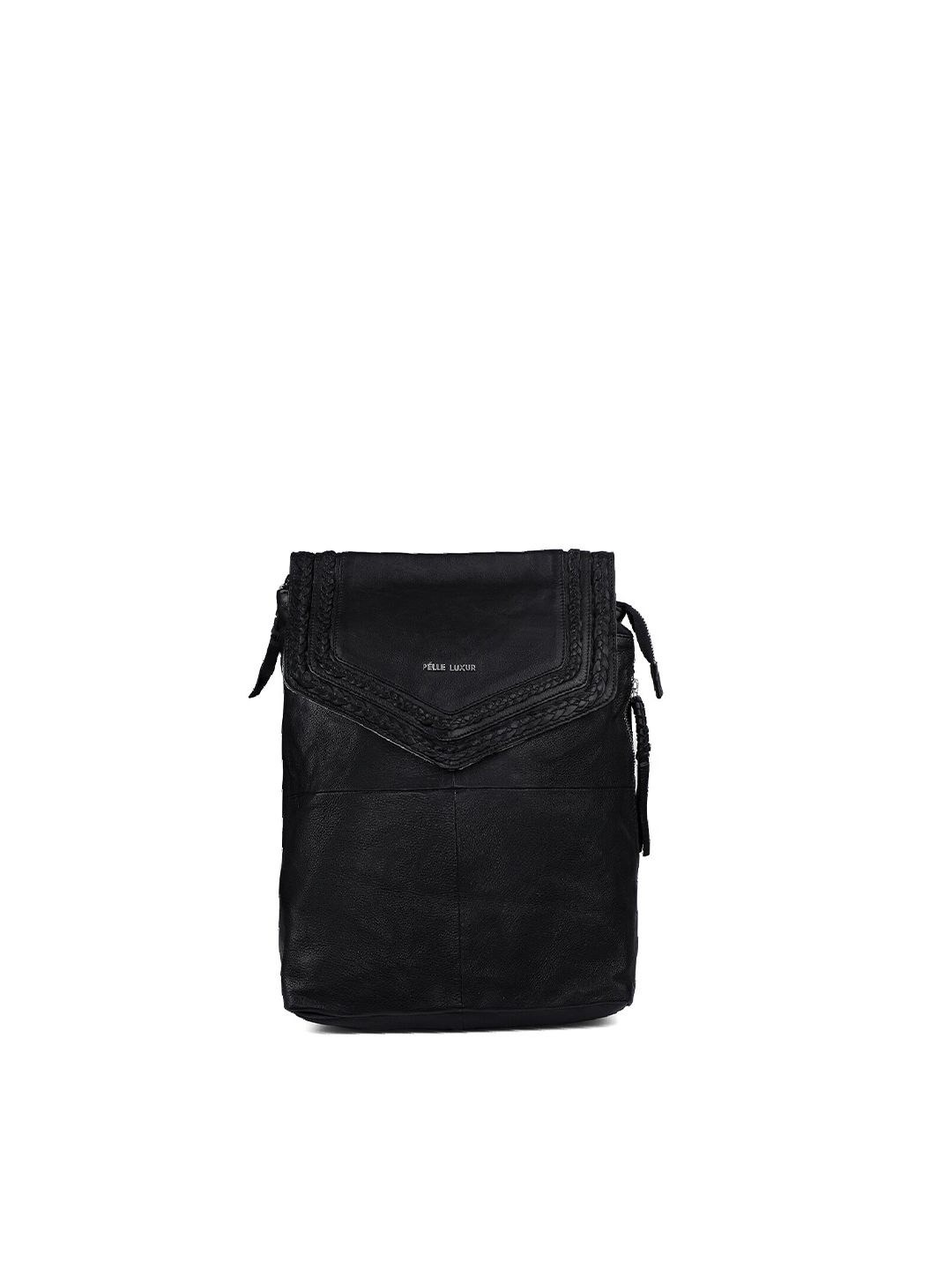 PELLE LUXUR Unisex Black Leather Backpack Price in India