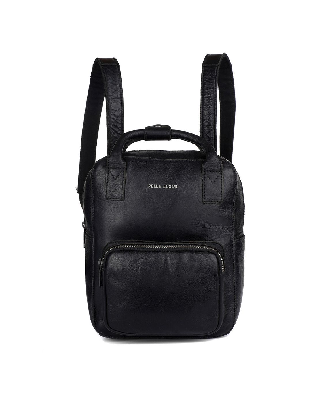 PELLE LUXUR Unisex Black Backpack Price in India