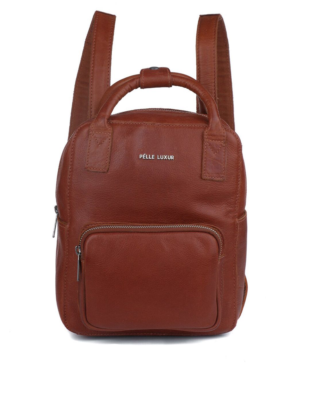 PELLE LUXUR Unisex Brown Leather Backpack Price in India