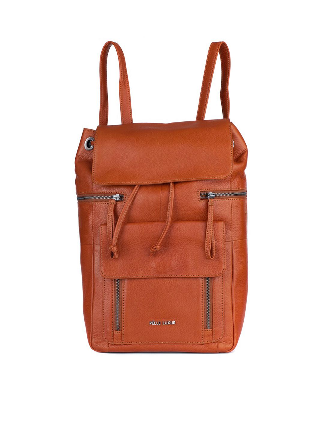 PELLE LUXUR Unisex TanBrown Solid Leather Backpack Price in India