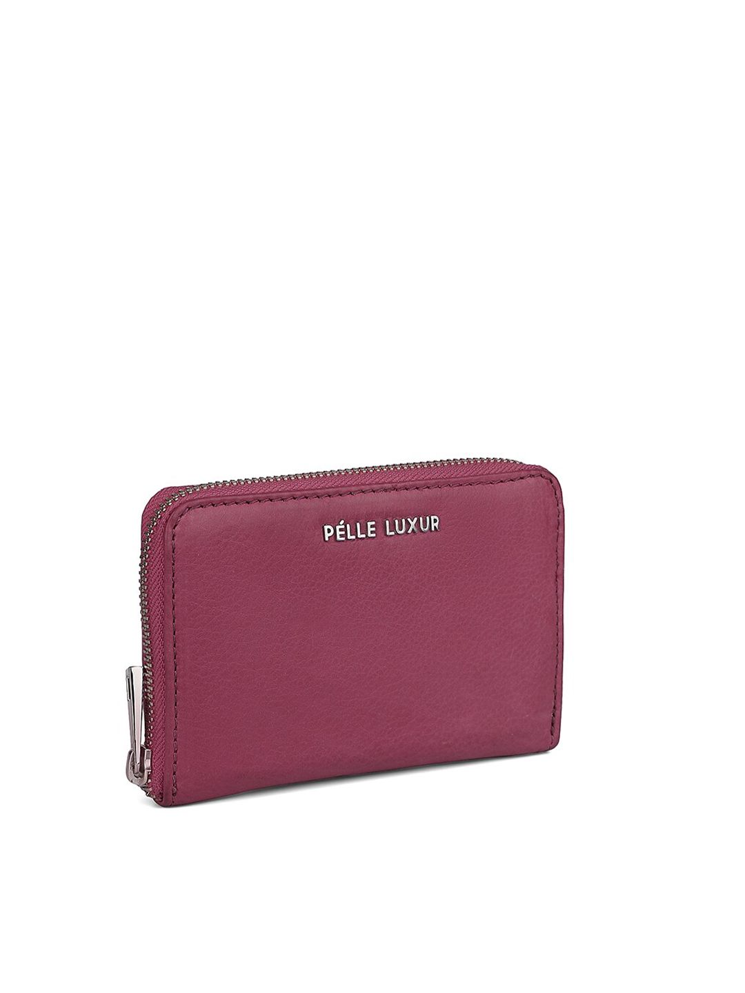 PELLE LUXUR Women Pink Leather Zip Around Wallet Price in India