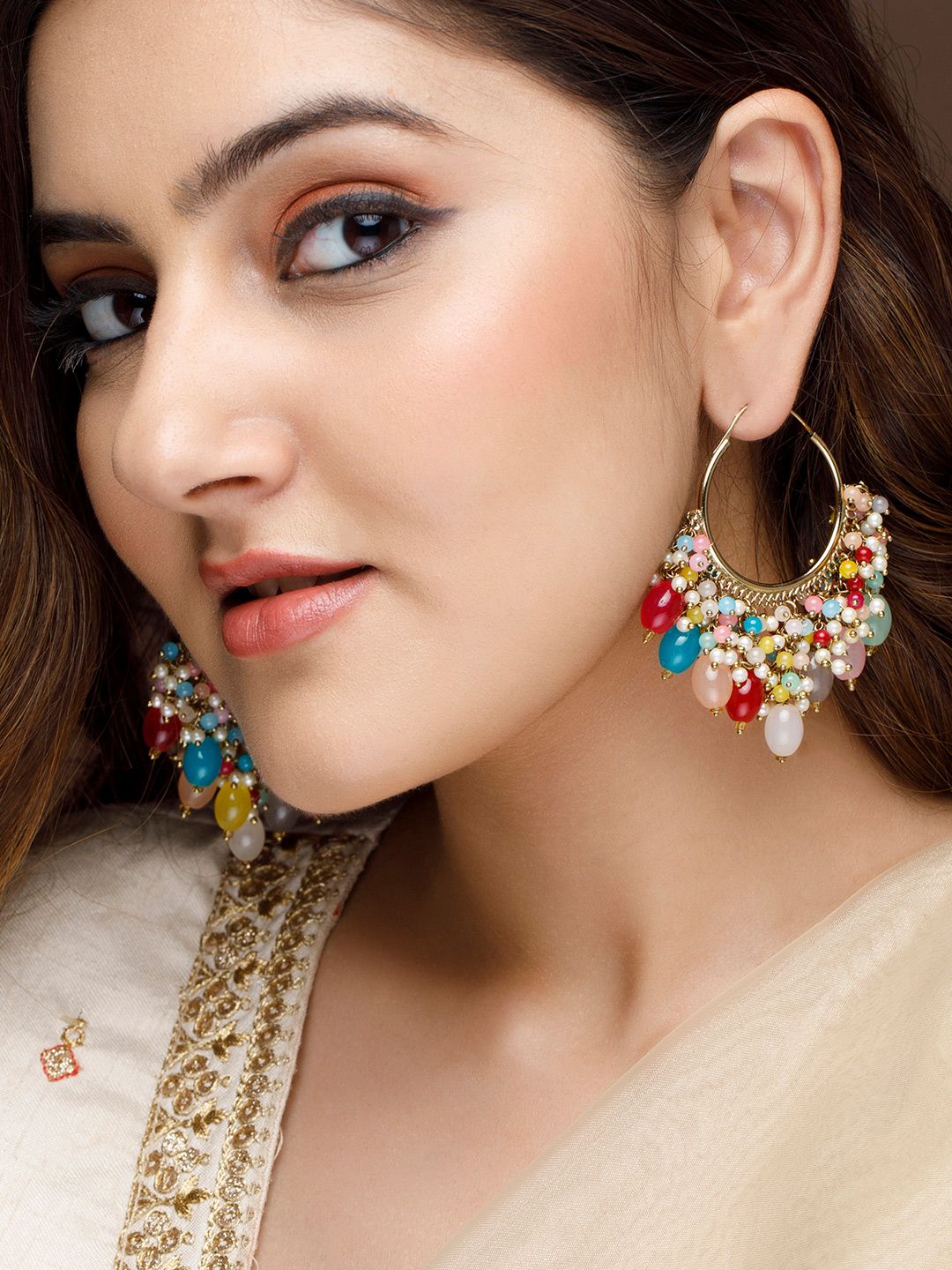 Rubans 22k Gold-Plated Assorted Circular Hoop Earrings Price in India