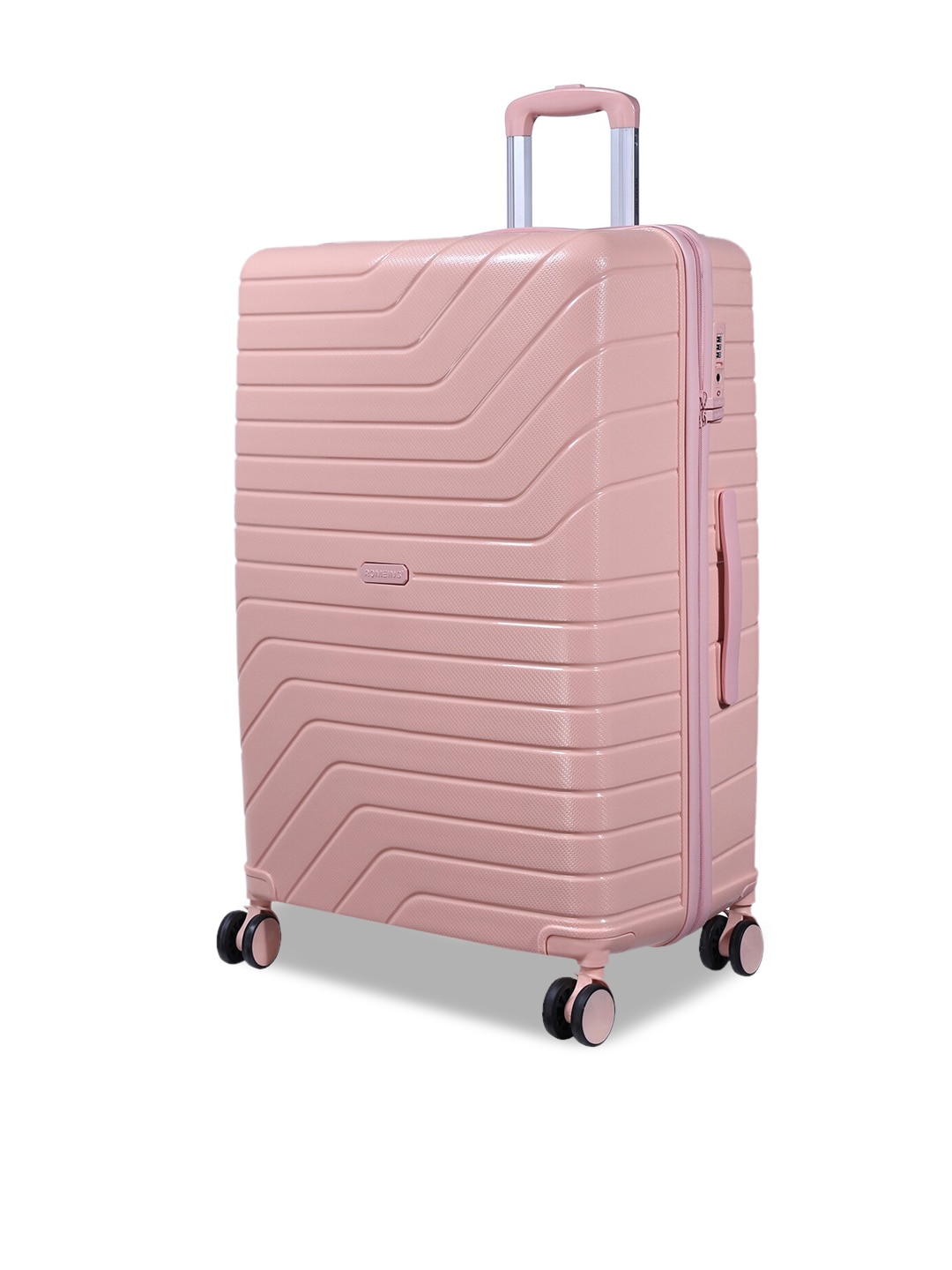 ROMEING Tuscany Pink Textured Hard Large Polypropylene Trolley Suitcase Price in India