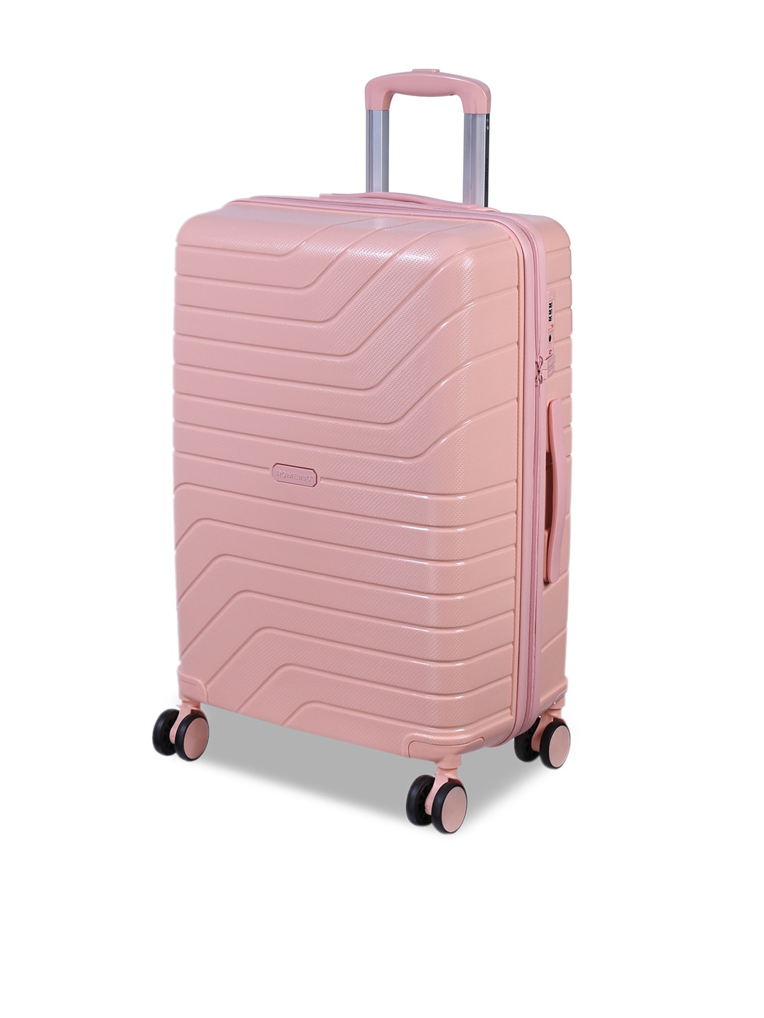 ROMEING Tuscany Pink Textured Hard Sided Polypropylene Medium Trolley Suitcase Price in India