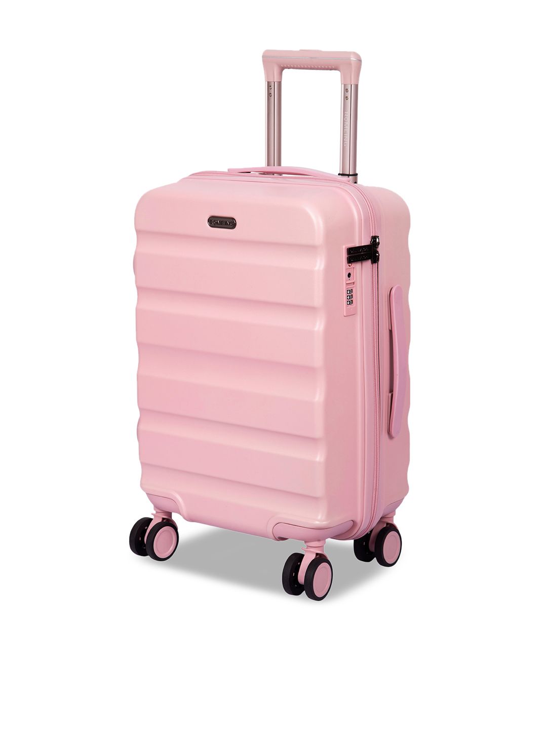 ROMEING Venice Pink Textured Hard-Sided Polycarbonate Cabin Trolley Suitcase Price in India