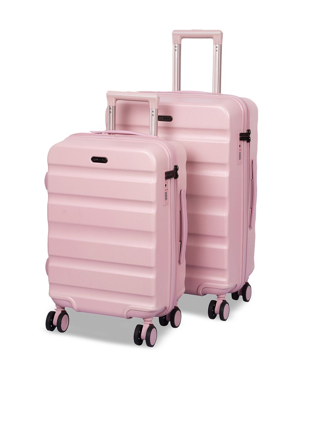 ROMEING Venice Set of 2 Pink Textured Hard-Sided Polycarbonate Trolley Suitcases Price in India