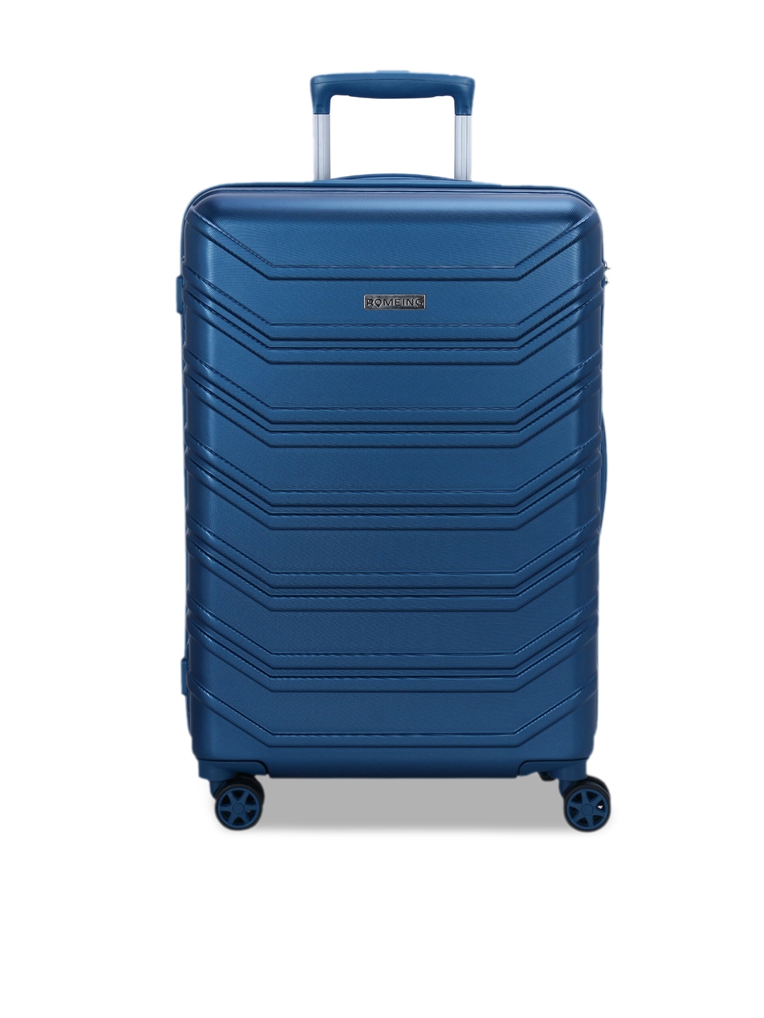 ROMEING Monopoli Navy Blue Textured Hard Sided Polycarbonate Medium Trolley Bag Price in India