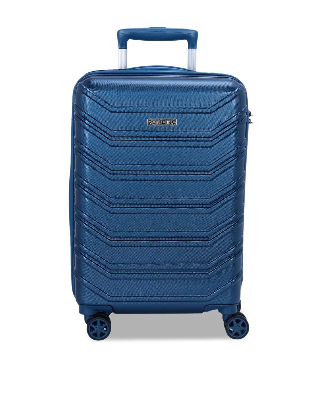 ROMEING Monopoli Navy Blue Textured Hard-Sided Polycarbonate Cabin Trolley Suitcase Price in India