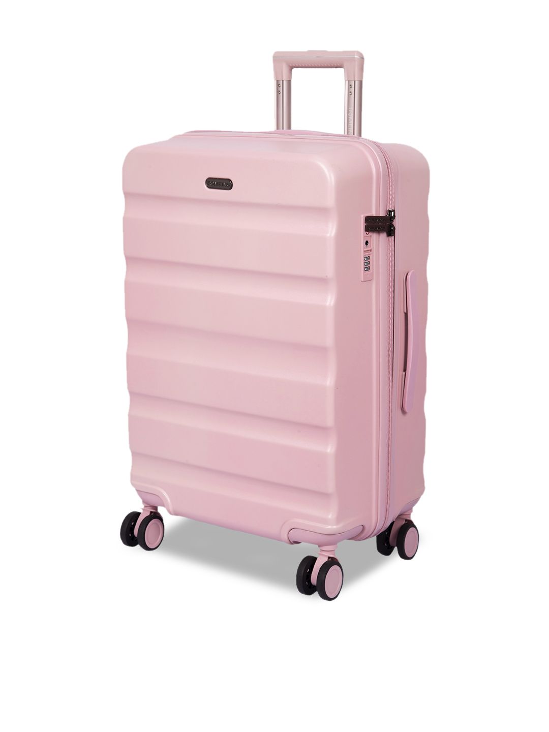 ROMEING Venice Pink Textured Hard Sided Polycarbonate Medium Trolley Suitcase Price in India